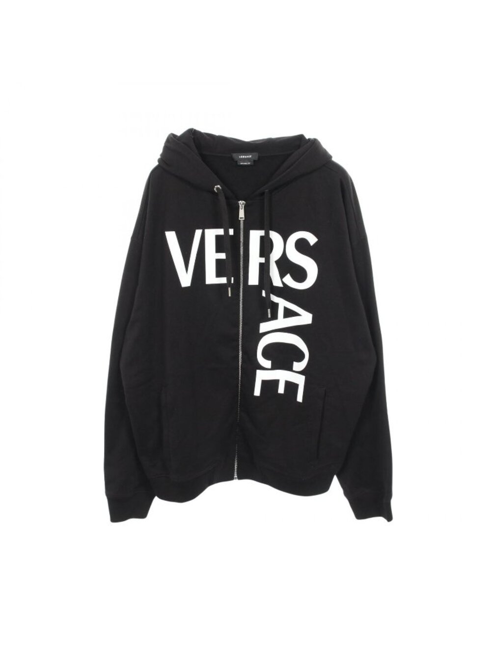 Versace Hoodie Logo Print Black Cotton